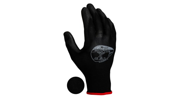 403-MAT | BM Polyco Matrix Black Polyurethane Coated Nylon Work Gloves,  Size 9, Large, 10 Gloves | RS Components