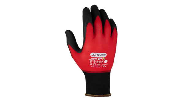 Sky503 Skytec Red Nitrile Coated Nylon Work Gloves Size 9 Large 2 Gloves Rs Components