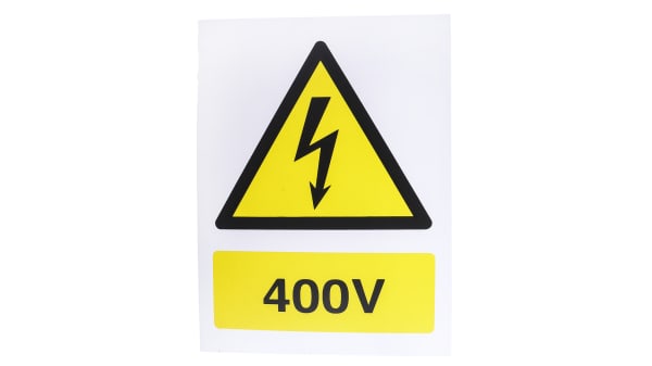 Rs Pro 危険警告ラベル Warning 400 Volts 英語語 プラスチック 黄 黒 サイン Rs Components