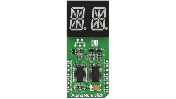 Mikroe 1851 Mikroelektronika ディスプレイボード 14セグメントディスプレイ Mikrobus Clickボード Alphanum G Click 2 Rs Components