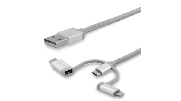 Startech ライトニングケーブル オスusb A オス Apple Lightning コネクタ オス Usb Micro B オス Usb Type C Usb 2 0 Ltcub2mgr Rs Components