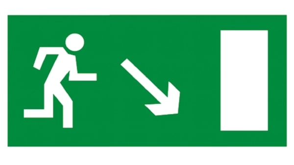 263106 Segnale Non Illuminato Per Uscita Di Sicurezza Verde Bianco Uscita Antincendio Freccia Verso Il Basso A Destra Rs Components