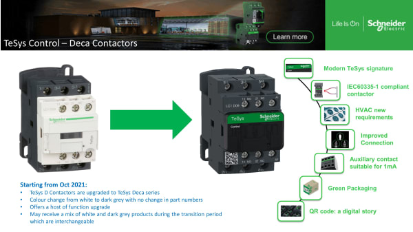 Lc1d18bd Schneider Electric Tesys D Lc1d 3 Pole Contactor 18 A 24 V Dc Coil 3no 7 5 Kw Rs Components