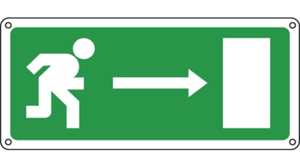 Ex98a S Etichetta Non Illuminata Per Uscita Di Sicurezza Verde Bianco Exit Inglese Uscita Di Emergenza A Sinistra Rs Components