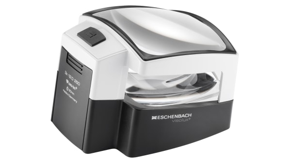 eschenbach 1566 led magnifying lamp with table lamp 12dioptre 100 x 75mm lens rs components