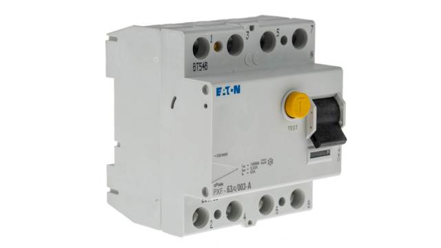 Eaton PXF-A RCCB, 63A, 3+N Pole, 30mA, Type A, 400V ac | 236780 PXF-63/4/003-A