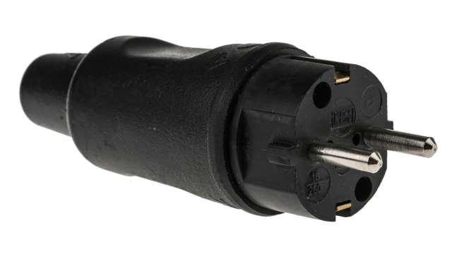 Kopp Germany Mains Plug Black, 16A, Cable Rubber, 250 V, Screw | 1795.1600.9