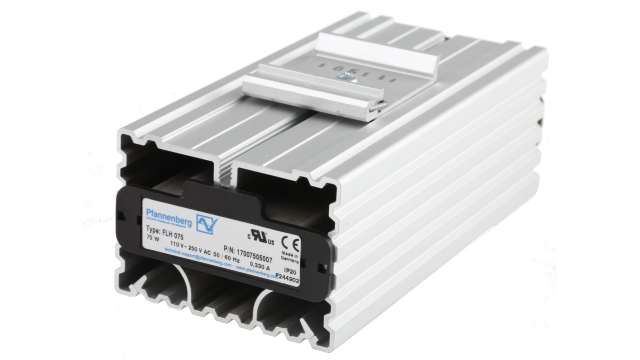 Pfannenberg Enclosure Heater, 110 → 250V ac, 75W Output, 120°C, 140mm x 70mm x 50mm | 17007505007