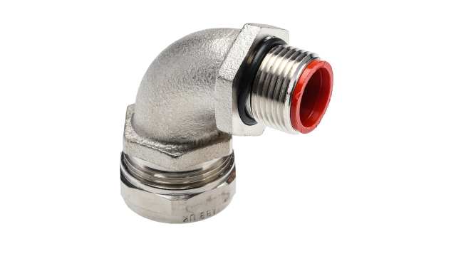 Adaptaflex Conduit Nickel Plated Brass, Conduit Fitting, 20 mm Nominal Size, M20, Nickel Plated Brass, Silver IP0 | 7TCA296030R0160  SPL20/M20/C90