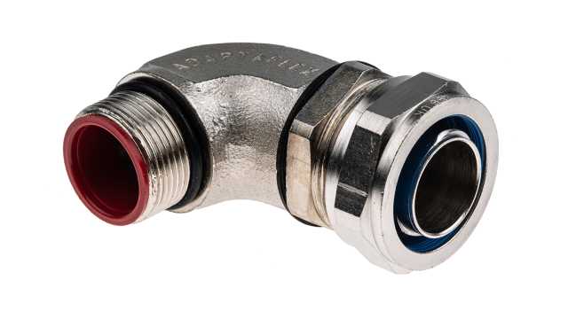 Adaptaflex S Type Conduit Nickel Plated, Conduit Fitting, 25 mm Nominal Size, M25, Steel, Silver IP67  rating | SPL25/M25/90 X 5