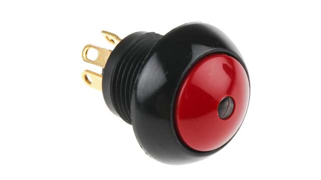 Otto P9 Series Illuminated Push Button Switch, Momentary, Panel, 20 mm Cutout, SPDT, Red LED, IP68S, 28 V 115 V | LP9-11131F21