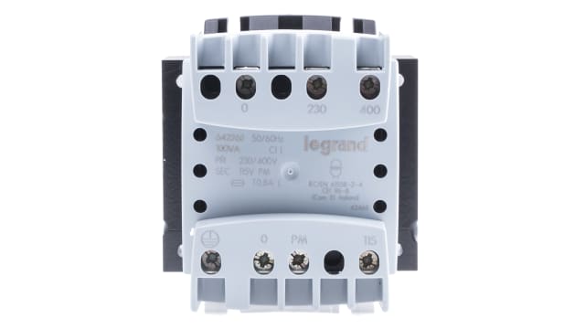 Legrand 100VA DIN Rail Transformer, 230 → 400V Primary, 115V Secondary | 6 423 63