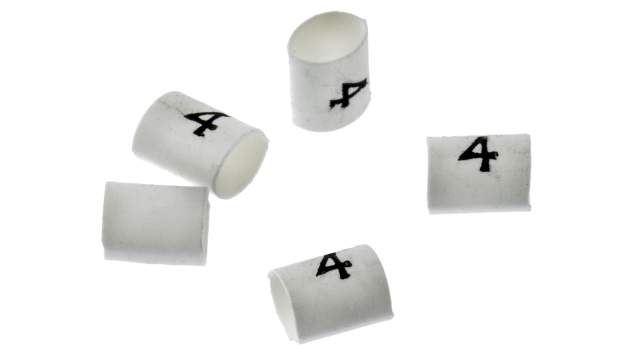 TE Connectivity TRSA Cable Marker, White, Pre-printed "4", 3 mm Cable, 1 mm Cable, TRSA-1019/C/1/4 | TRSA-1019/C/1/4