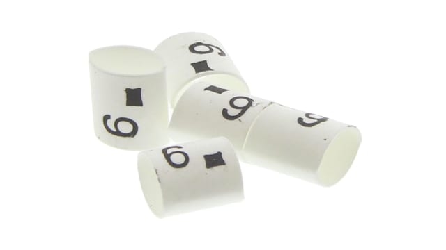 TE Connectivity TRSA Cable Marker, White, Pre-printed "6", 3 mm Cable, 1 mm Cable, TRSA-1019/C/1/6 | TRSA-1019/C/1/6