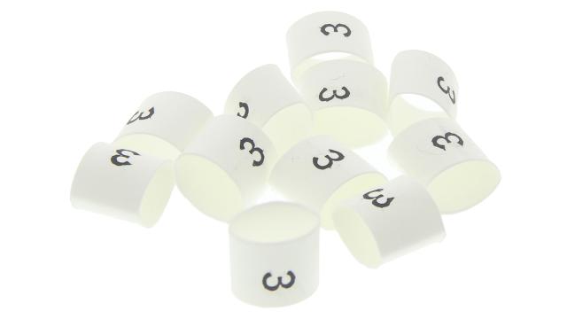 TE Connectivity TRSA Cable Marker, White, Pre-printed "3", 6 mm Cable, 2 mm Cable, TRSA-1019/E/1/3 | TRSA-1019/E/1/3