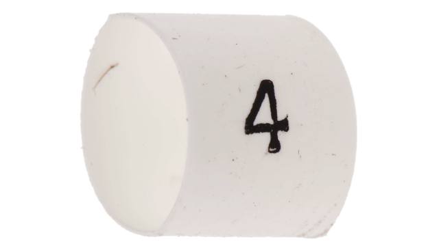 TE Connectivity TRSA Cable Marker, White, Pre-printed "4", 6 mm Cable, 2 mm Cable, TRSA-1019/E/1/4 | TRSA-1019/E/1/4