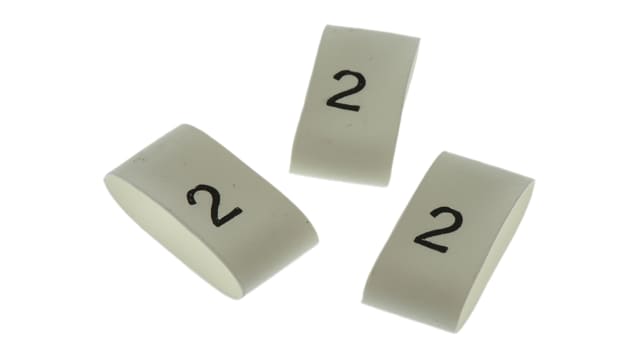 TE Connectivity TRSA Cable Marker, White, Pre-printed "2", 12 mm Cable, 4 mm Cable, TRSA-1019/G/1/2 | TRSA-1019/G/1/2