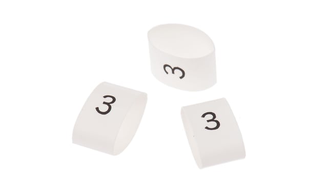 TE Connectivity TRSA Cable Marker, White, Pre-printed "3", 12 mm Cable, 4 mm Cable, TRSA-1019/G/1/3 | TRSA-1019/G/1/3