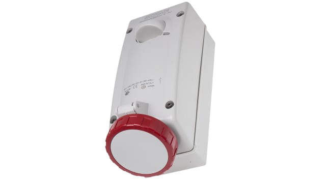 Scame Straight Switchable IP67 Industrial Interlock Socket 3+E, Earthing Position 6h, 32A, 415 V | 561.3286