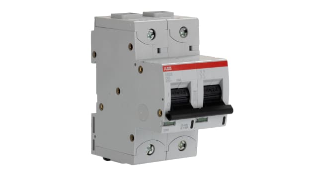 ABB High Performance S800S Miniature Circuit Breaker, 2-Pole, 63 A, Type C, 690 V AC, 250 V DC, 50 kA Breaking Capacity | 2CCS862001R0634  S802S-C63