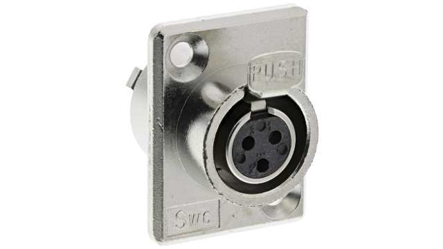 Switchcraft Panel XLR Connector, Straight, 125 V Female, 3 Way, Silver Plating | TY3F