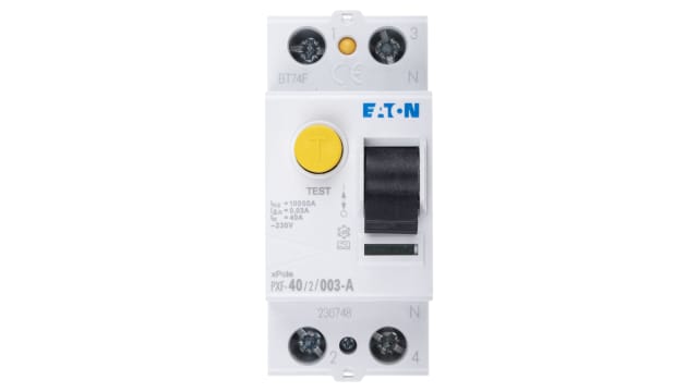 Eaton PXF-A RCCB, 40A, 1+N Pole, 30mA, Type A | 236748 PXF-40/2/003-A