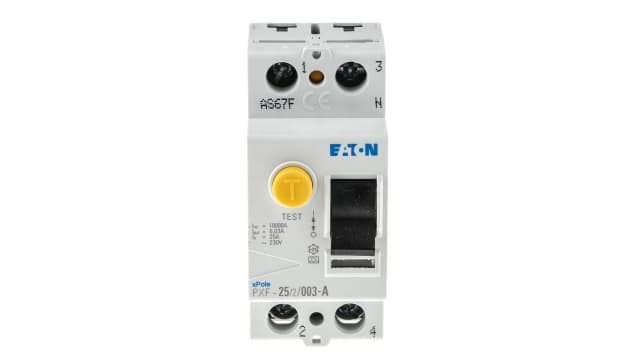 Eaton PXF-A RCCB, 25A, 1+N Pole, 30mA, Type A, 440V ac | 236744 PXF-25/2/003-A