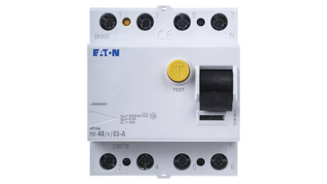 Eaton PXF-A RCCB, 40A, 3+N Pole, 300mA, Type A | 236778 PXF-40/4/03-A