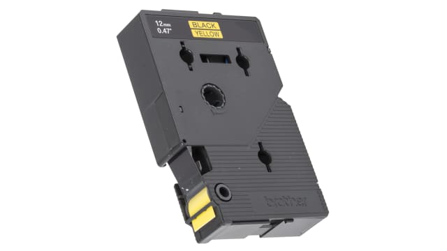 Brother Black on Yellow Label Printer Tape, 8 m Length, 12 mm Width | TC601