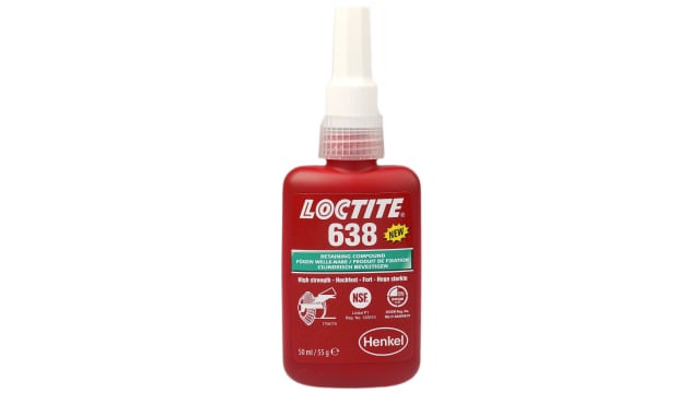 Loctite Green Loctite 638 High Strength, Retaining Compound Urethane Methacrylate Liquid Bottle 50 ml, 150 °C, -55 °C | 234795
