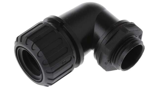 Adaptaflex Black, Conduit Fitting, 21 mm Nominal Size, M20, Polyamide 66, Black IP69K, IP67, IP66, IP68  rating | ASF21/M20/90