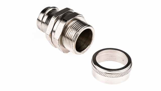 Adaptaflex Nickel, Conduit Fitting, 25 mm Nominal Size, M25, Brass, Silver IP54  rating | 7TCA296020R0198  SP25/M25/B