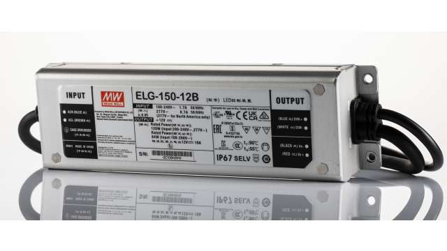 MEAN WELL LED Driver, 12 V Output, 150 W Output, 900 mA Potentiometer | ELG-150-12B