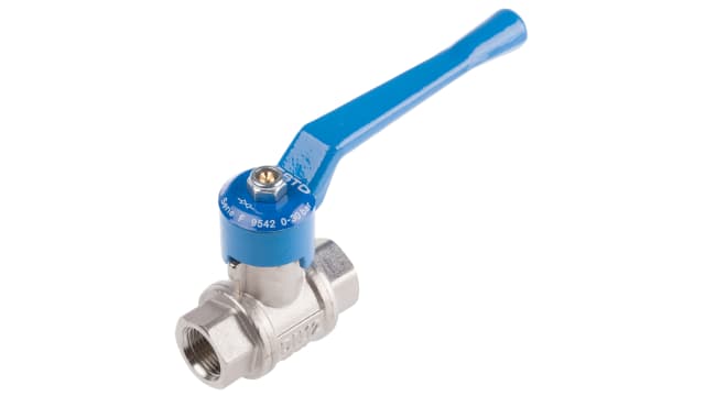 Festo Brass 2 Way, Ball Valve, Threaded, G 3/8in, 12mm, -0.95 → 30bar Operating Pressure | QH-3/8