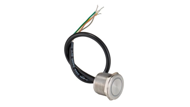Bulgin Illuminated Piezo Switch, Momentary, IP68, IP69K Wire, 1 A, 85 °C, -40 °C Grey | MPZI022/F/D1/24