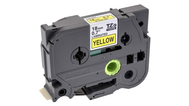 Brother Black on Yellow Label Printer Tape, 8 m Length, 18 mm Width | TZe-641