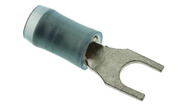 TE Connectivity, PIDG Insulated Crimp Spade Connector, 16 AWG to 14 AWG, M4 Stud Size Nylon, Blue | 130531