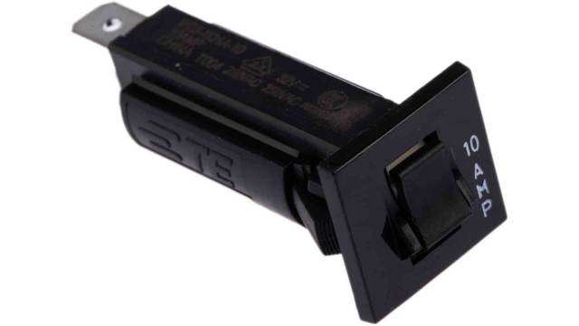 TE Connectivity Thermal Circuit Breaker - W28  Single Pole 32 V dc, 250V ac Voltage Rating Panel Mount, 10A Current | W28-XQ1A-10