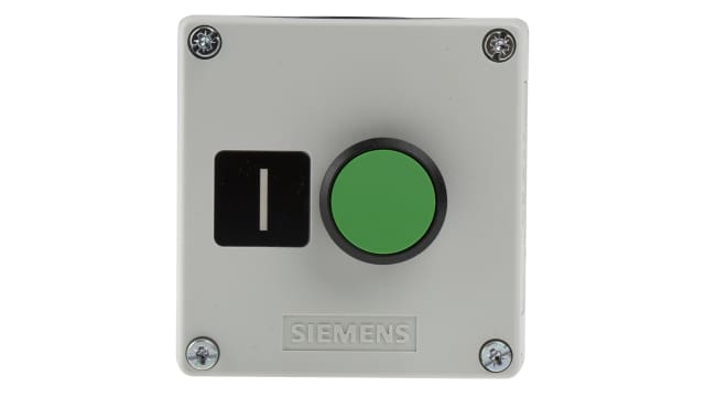 Siemens Push Button Control Station - SPST, Plastic, Green, I, IP67, IP69, IP66 | 3SU1801-0AB00-2AB1