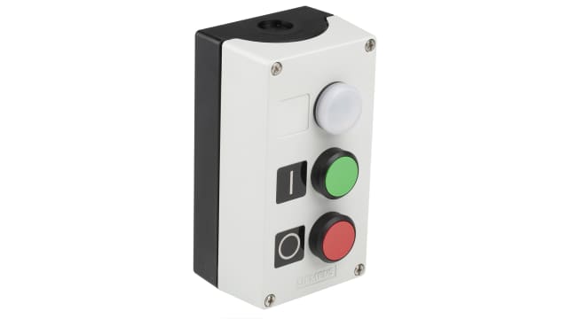 Siemens Enclosed Push Button - SPDT, Plastic, White, Green, Red, IP69, IP67, IP66 | 3SU1803-0AB00-2AB1