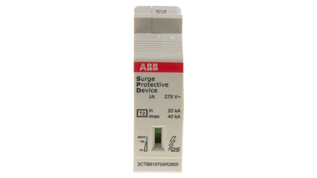 ABB, OVR Surge Protection Device 275V Maximum Voltage Rating 40 kA Maximum Surge Current Surge Protection Device | 2CTB815704R2600  OVR T2 40-275s C QS