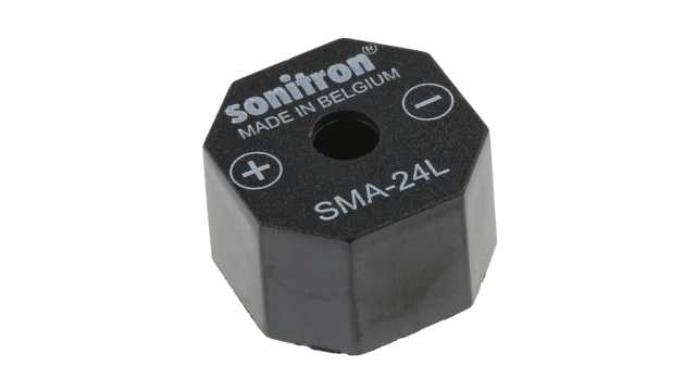 Sonitron 98 dB Through Hole Continuous Internal 15.5 mm Piezo Buzzer Component 24 mm 1.5 V dc Min 15 V dc Max | SMA-24L-P17.5