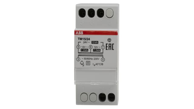 ABB 15W DIN Rail Transformer, 230V Primary, 24V Secondary | 2CSM228745R0802