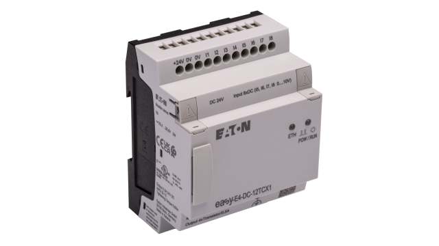Eaton EasyE4 Series Logic Module, 24 V dc Supply, Transistor Output, 4 (Analogue), 8 (Digital)-Input, Analogue, Digital | 197214 EASY-E4-DC-12TCX1