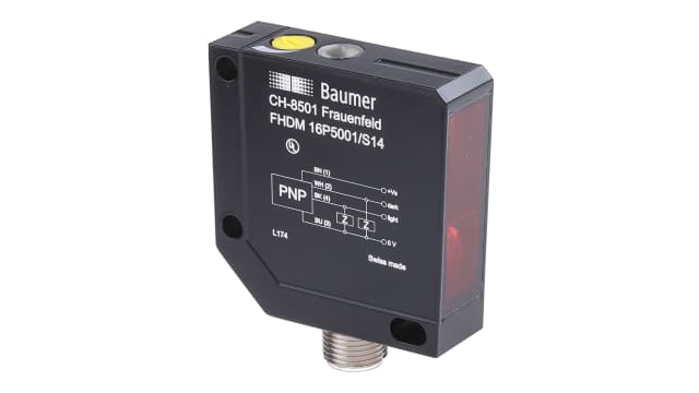 Baumer Diffuse Photoelectric Sensor, Block Sensor, 20 mm → 450 mm Detection Range | FHDM 16P5001/S14