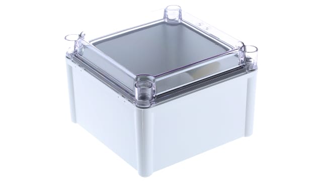 Fibox SOLID PC Series Grey Transparent Lid Polycarbonate Enclosure, IP67, IP66, IK08, IK09 130 mm, 188 mm, 188 mm | PC 1919 13 T ENCLOSURE