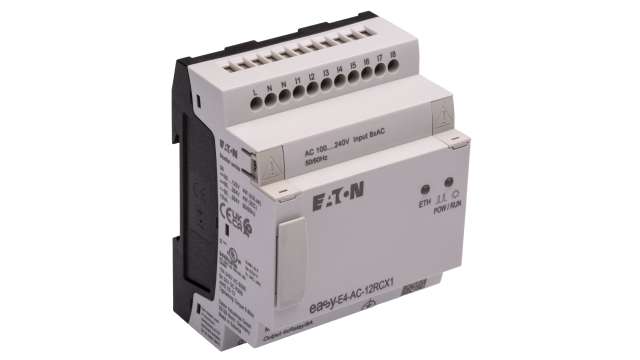 Eaton EasyE4 Series Control Relay, 100 → 240 V ac/dc Supply, Digital, Relay Output, 8-Input, Digital Input | 197216 EASY-E4-AC-12RCX1