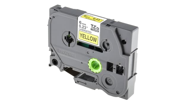 Brother Black on Yellow Label Printer Tape, 8 m Length, 6 mm Width | TZe-611