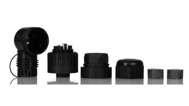 Hirschmann, CA IP66, IP67 Black Screw 6 + PE Angled Industrial Power Socket, Rated At 10A, 230 V, 400 V | 934131100 CA 6 W LD