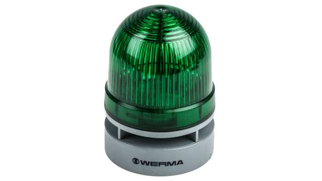 Werma EvoSIGNAL Mini Series Green Sounder Beacon, 24 V dc, IP66, Base Mount, 95dB at 1 Metre | 460.210.75